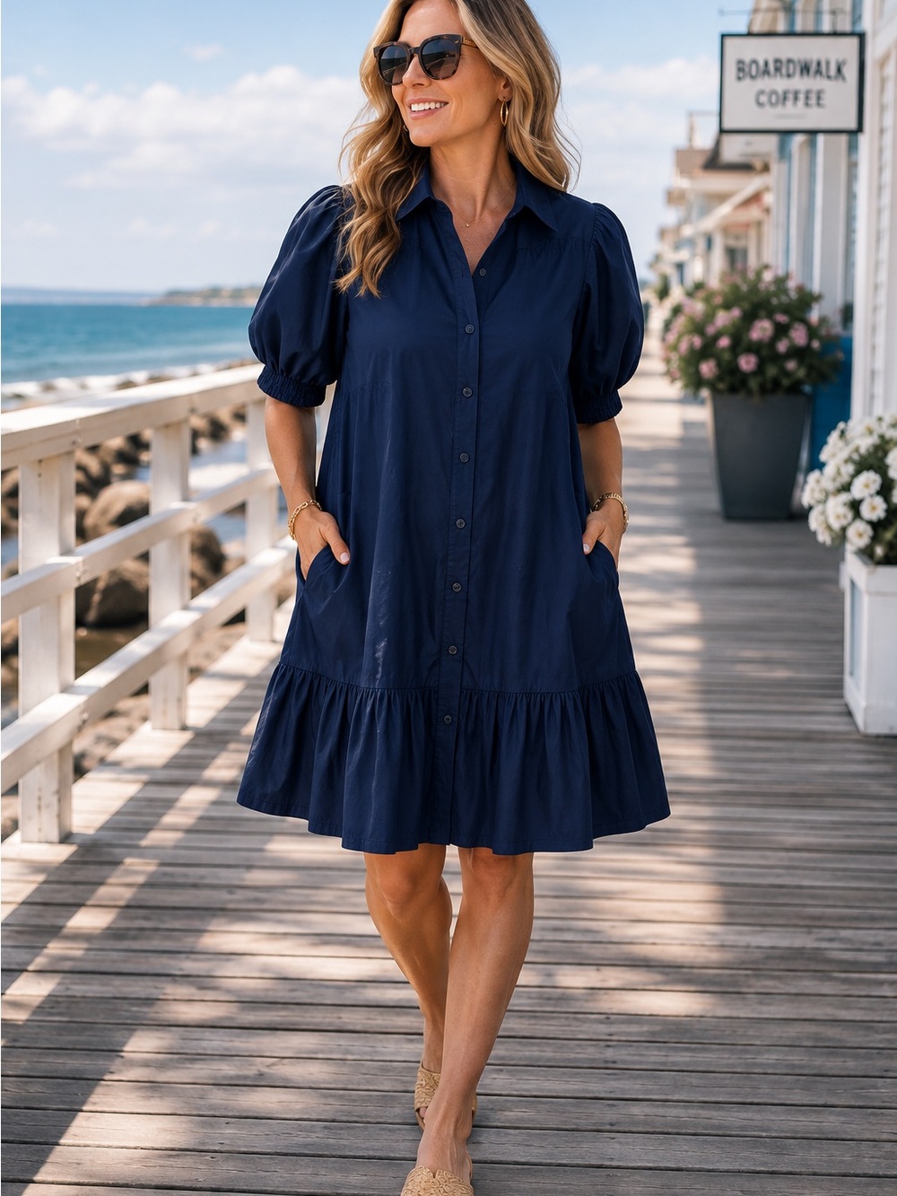 NWT SugarLips Levy Button Down Shift Dress